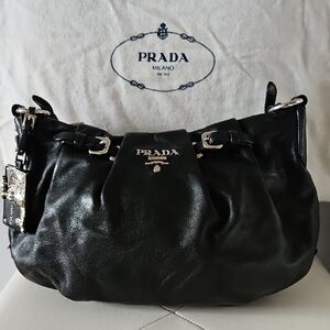 Prada Luxurious Black Leather Shoulder Bag